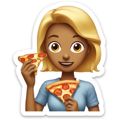 pretty woman eating pizza sticker