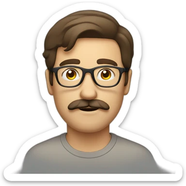 brown haired mustache man with glasses feeling hazy sticker