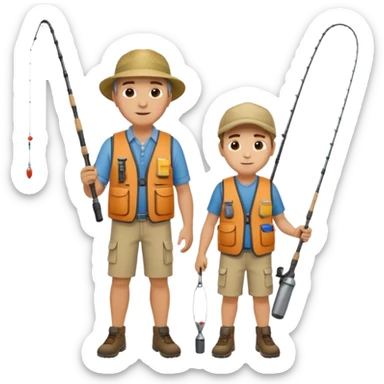 father and son fishing, full body sticker