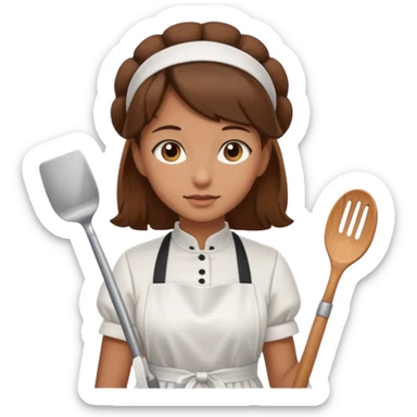 Maid with brown hair sticker
