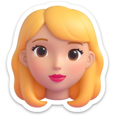 adorable girl face emoji, gentle blush, shiny lips, clean look sticker