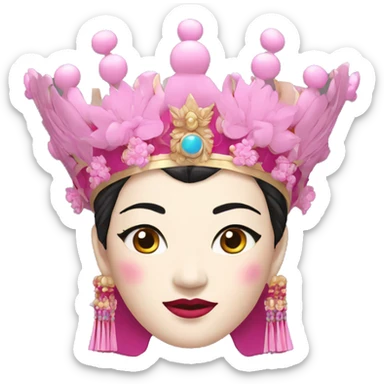 Pink Peking Opera Head Crown sticker