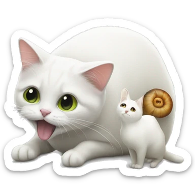 a slug petting a white cat sticker