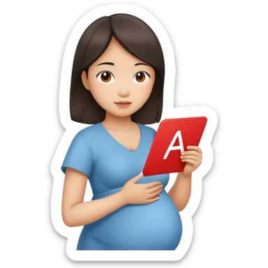 pregnant asian girl x red letter sticker