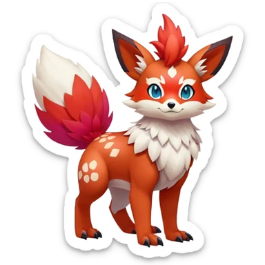 Falvie-Fionbri-fantasy-creature-Fakémon-Pokémon, full body, with markings sticker