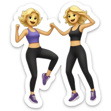 Two blond women dancing salsa in leggings and sneakers sticker