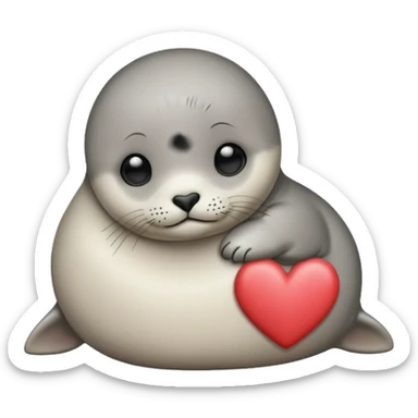 Baby seal blushing heart eyes sticker