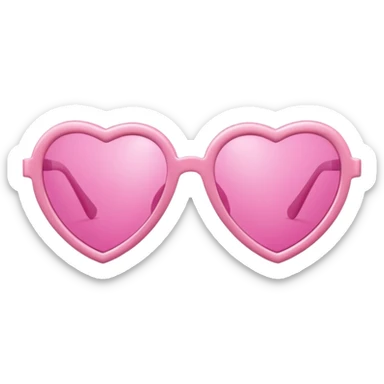  pink pair of pink heart-shaped sunglasses, shiny plastic frame, playful and cute style, soft reflections, isolated on transparent background" sticker