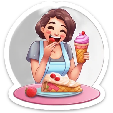 Mujer comiendo helado sticker