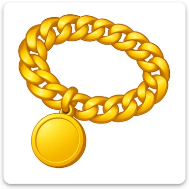 Keep the image exactly like the reference but make the circle pendant blank, in iOS emoji style. Add a subtle highlight. All other details and style should remain the same. sticker