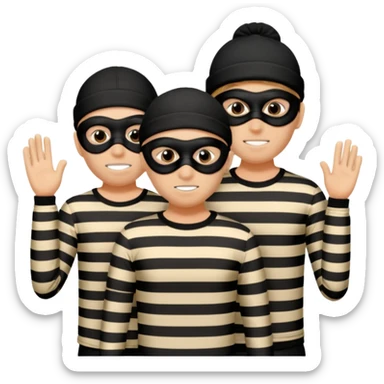 A 3 theif robbers emoji,Stripped shirt,eye mask, black head. sticker