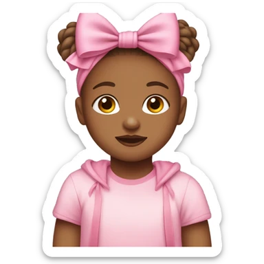 Medium skin tone, Babygirl , with a pink bow and a pink onesie ￼ sticker