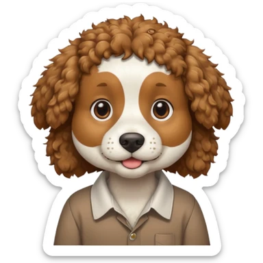 curly dog with shirt sticker