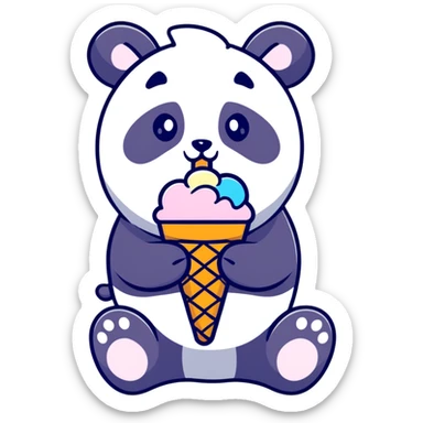 Panda eating ice created  sticker
