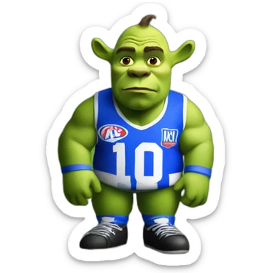 shrek wearing a north melbourne AFL jersey sticker