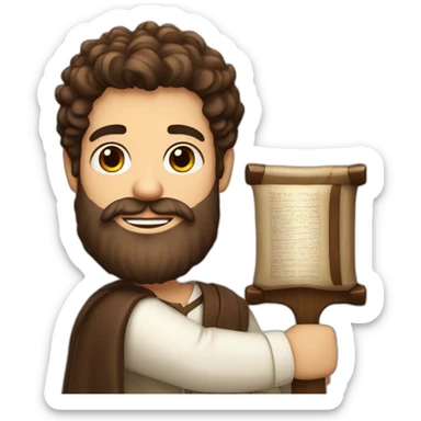 Jewish brown hair and brown beard man with torah sticker