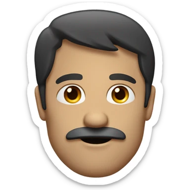 dark hair middle aged man with side bangs and small mustache under the nose smokes sticker