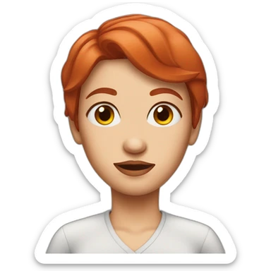 woman with red hair with glass rolling eyes sticker