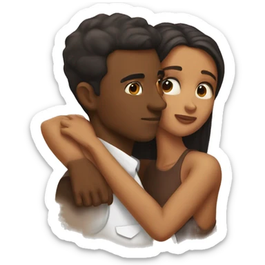 brown skin man kissing tan girl sticker