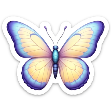 Beautiful and Majestic Butterfly Portrait Emoji, Head and body rendered in serene repose with a gentle, content smile, showcasing a delicately patterned form with softly shimmering wings and eyes peacefully closed in tranquil repose, Simplified yet exquisitely endearing features, highly detailed, glowing with a soft, drowsy pastel light, high shine, relaxed and utterly noble, stylized with an air of timeless natural beauty, soft glowing outline, capturing the essence of a majestic butterfly that embodies the pure enchantment of nature! sticker