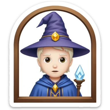 A tiny wizard looking out of a window  sticker