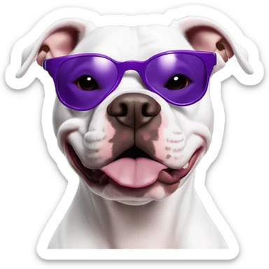 cachorro pitbull raivoso usando oculos oakley juliet roxo sticker