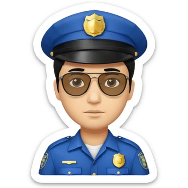 man police with hair style and hats and sun glasses sticker