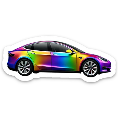 Rainbow colored Tesla vehicle sticker