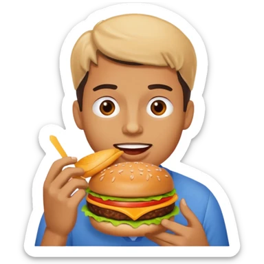 A man eating burger sticker