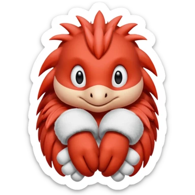 knuckles a red animal with peach arms and white mittens that have no fingers , he’s a echidna with red eyes sticker