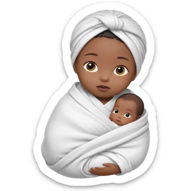 newborn black baby girl in a swaddle sticker