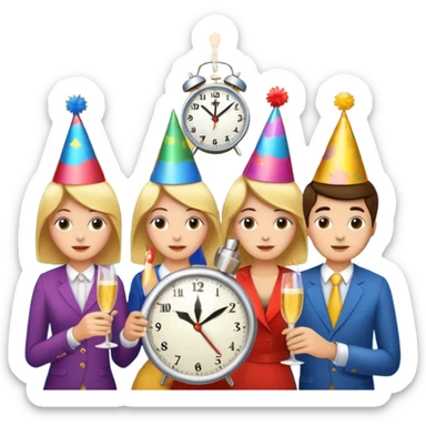 party, alarm clock, sunset sticker