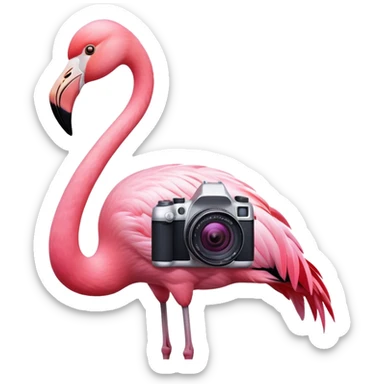 Flamingo mit Kamera um den Hals sticker