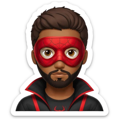 Miles Morales with beard, eye mask, low fade hair cut sticker