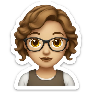 Beautiful programmer girl with brown hair working with MacBook sticker