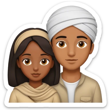 Black girl with Arabic boy besties sticker