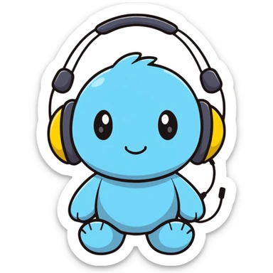 Sprunki character from Incredibox, fun cartoon mascot with big headphones sticker