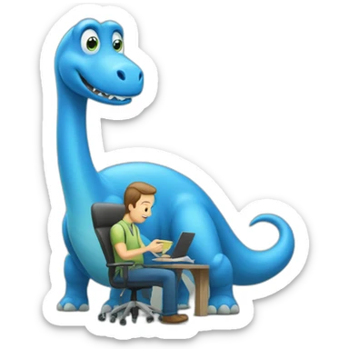 Multitasking Blue Brontosaurus sticker