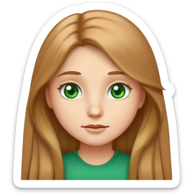Girl emoji with a light brown, long hair and green eyes sticker