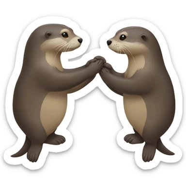 Two otters holding hands  sticker