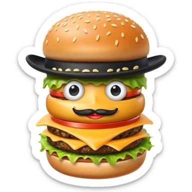 A burger with a top hat sticker