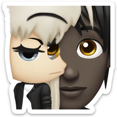  emo guy black hair black eyeliner bangs kiss with whit girl black hair sticker