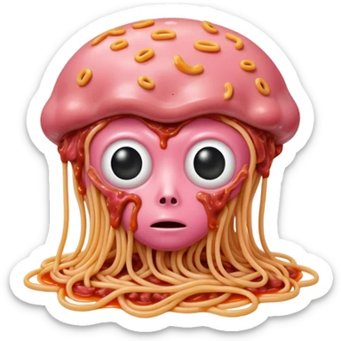  SPAM meat melted pink dripping sauce spaghetti alien portrait sticker