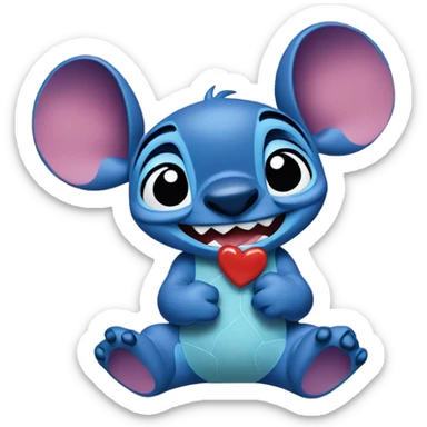 Stitch from lilo and stitch with love hearts sticker