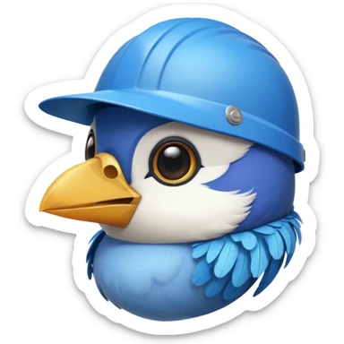 cute toon bird with helmet sticker