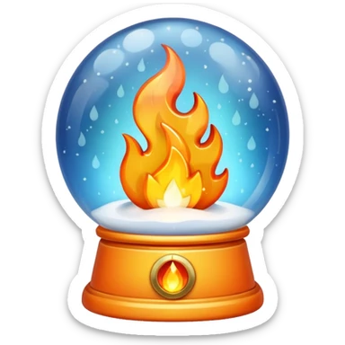 Can you make a snow globe emoji with a flame in it sticker