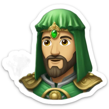 Saladin with green salad in his hands and big gemstone on hist head sticker
