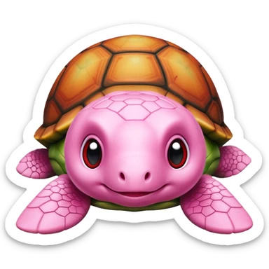 cute turtle plushie with light pink skin and red shell sticker