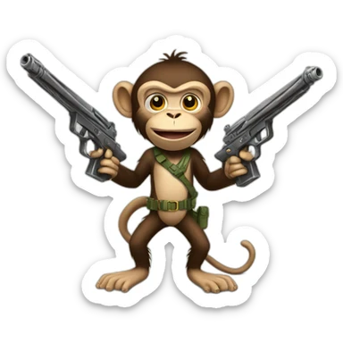 Monkey holding guns sticker