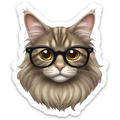maine coon cat with harry potter style glasses sticker